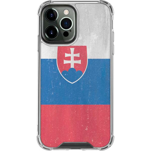 Slovakia Flag Distressed iPhone 14 Pro Max Clear Case